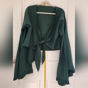 Elegant Green Women's Bell Sleeve Top